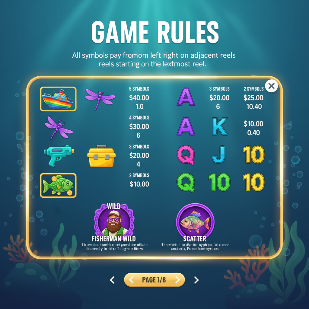 Big Bass Reel Repeat paytable - all symbols and multipliers