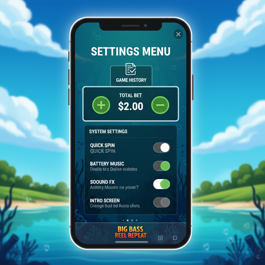 Big Bass Reel Repeat - bet settings on mobile